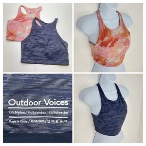 Outdoor Voices Lot of Two (2) Sports Bra Crop Top Size Small Athleisure Gym Yoga